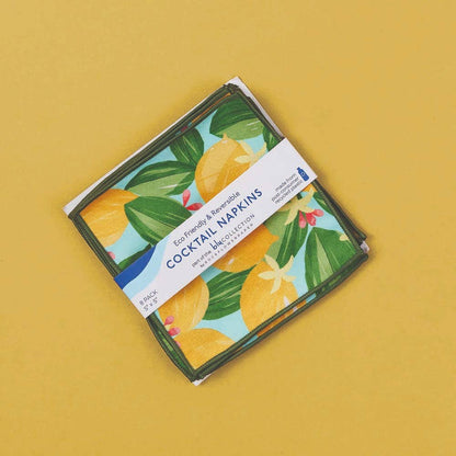LEMON BLOSSOMS Reusable Eco Cocktail Napkins, set of 8
