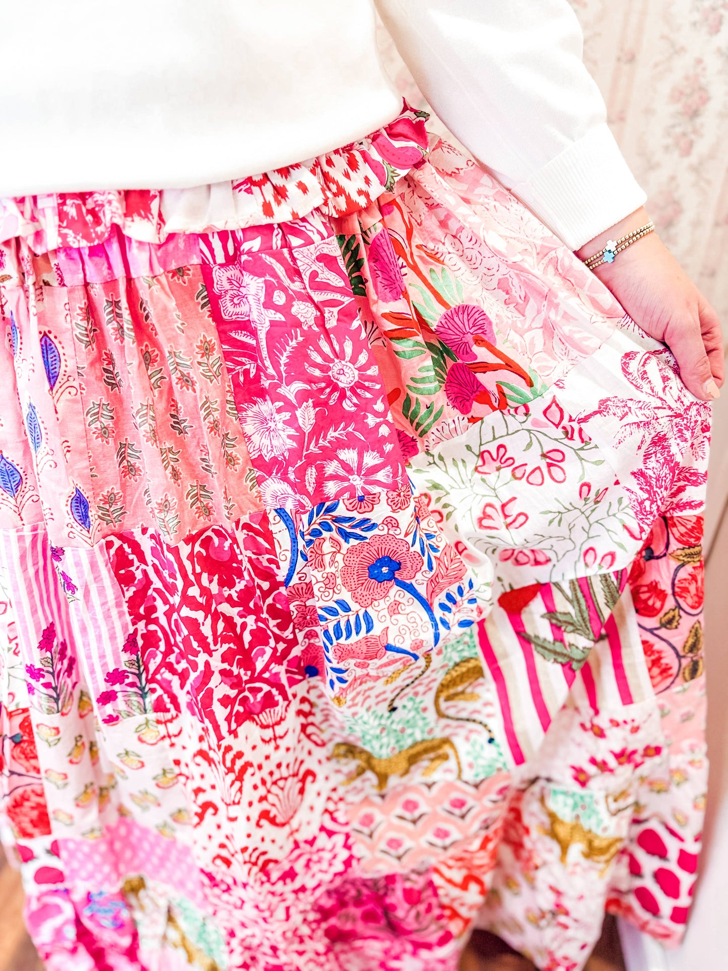 Pink City Ruffle Maxi Skirt