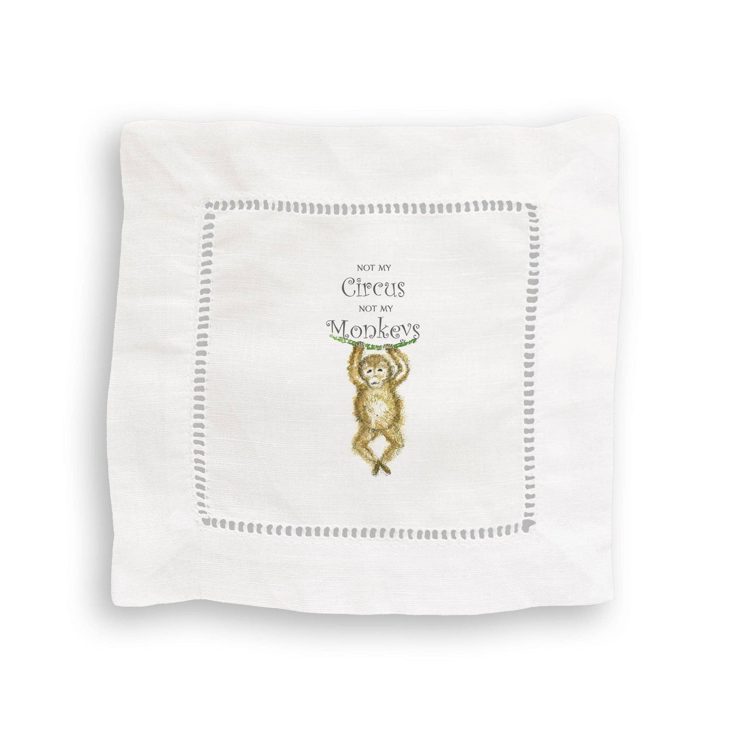Not My Circus Not My Monkeys Linen Cocktail Napkin Set