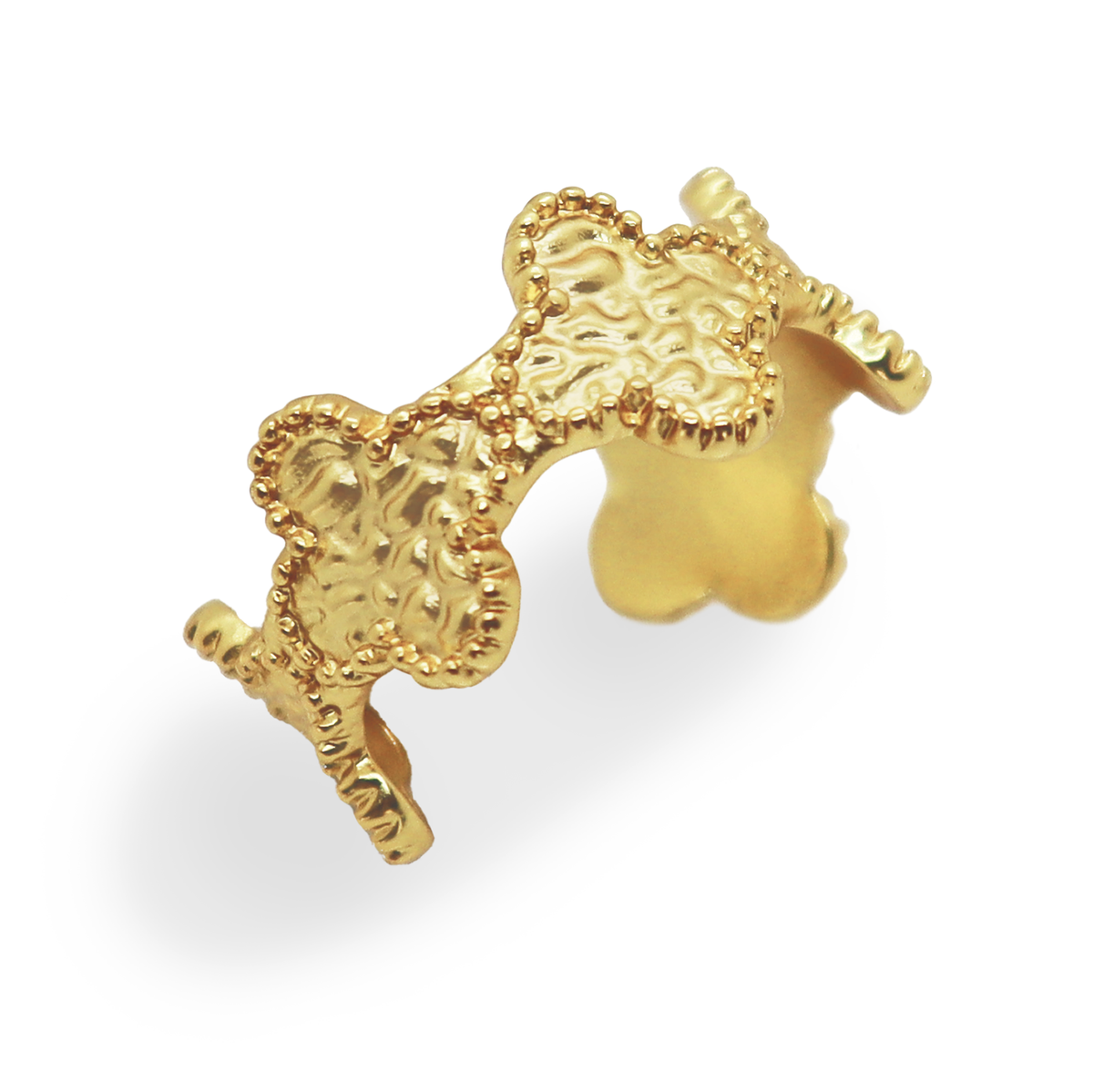 Molten Clover Open Ring - 24K Gold Plated