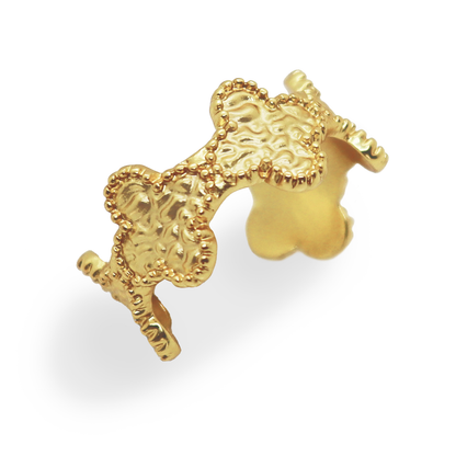 Molten Clover Open Ring - 24K Gold Plated