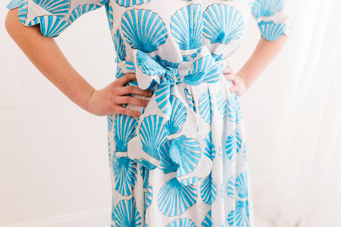 Sanibel Aqua Shell Grace Scalloped Dress