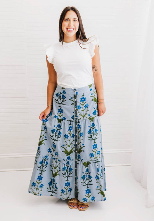 Blue Iris | Flounce Maxi Skirt
