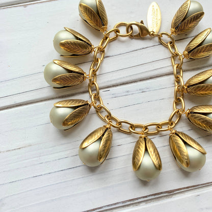 The Classic Bead Cap Bracelet - Matte Pearl Color Options