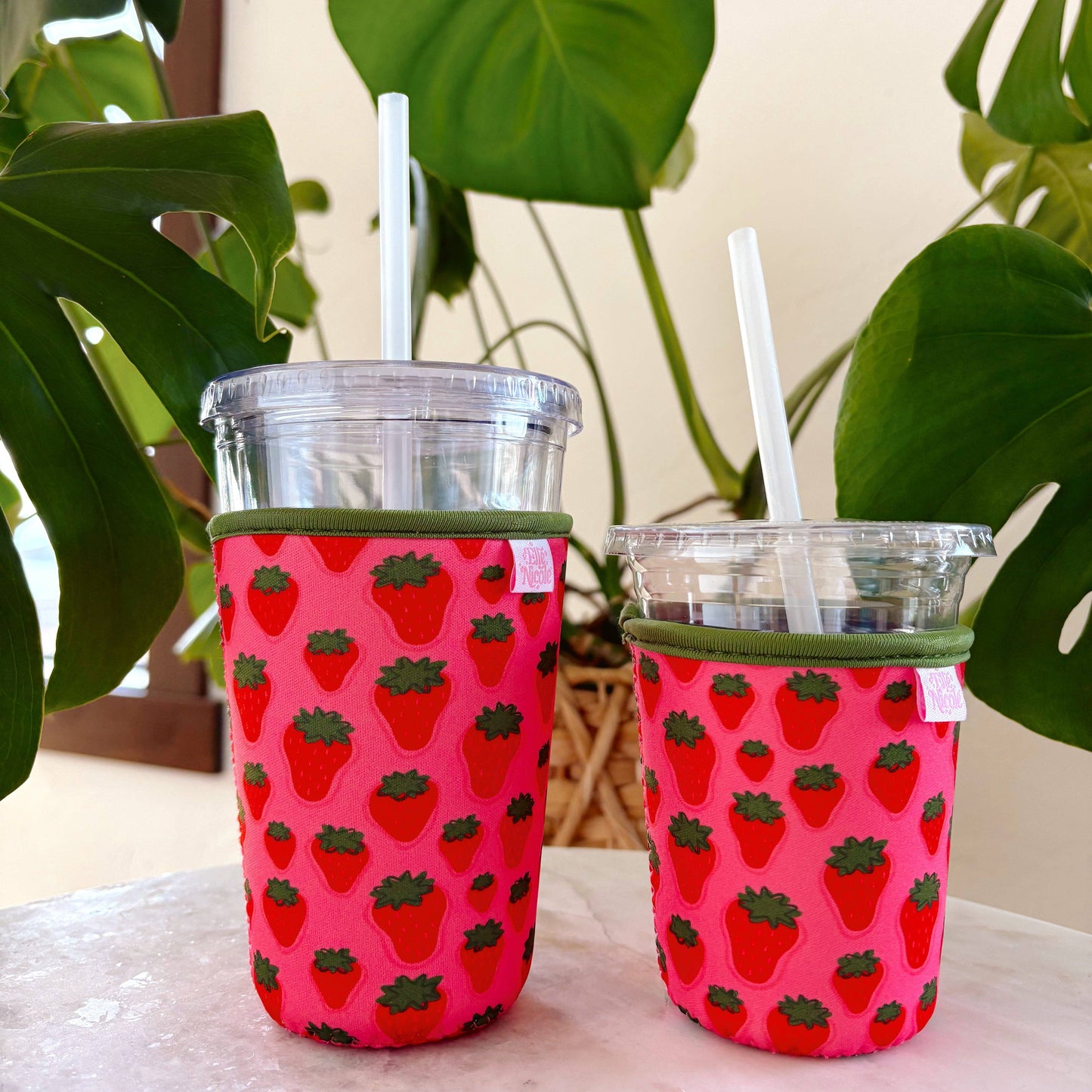 Coffee Cup Cover - Strawberry Field - Iced Drink Sleeve