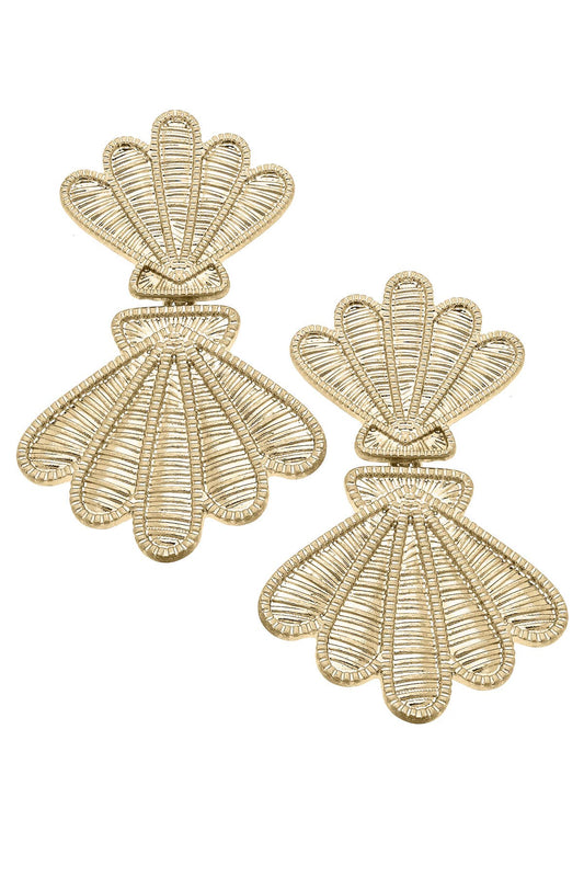 Shelia Sculpted Wicker Statement Earrings in Natural