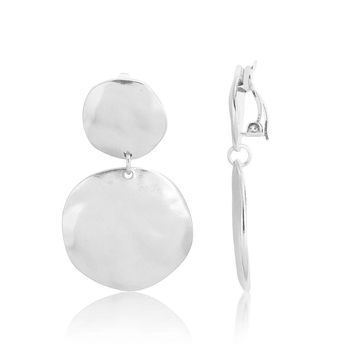 Irregular Discs Clip-On Dangle Earrings - 24K Gold Plated