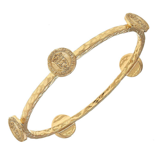 French Coin Bangle in Worn Gold