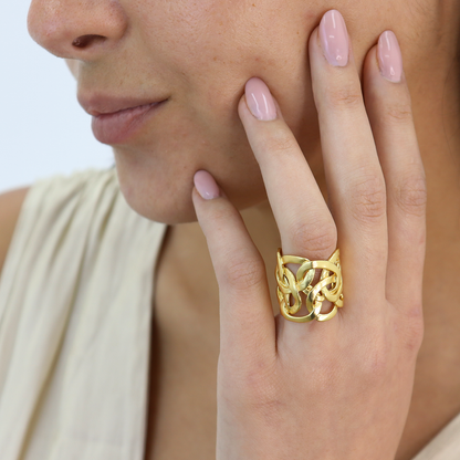 Stylish Overlap Ring - 24K Gold Plated
