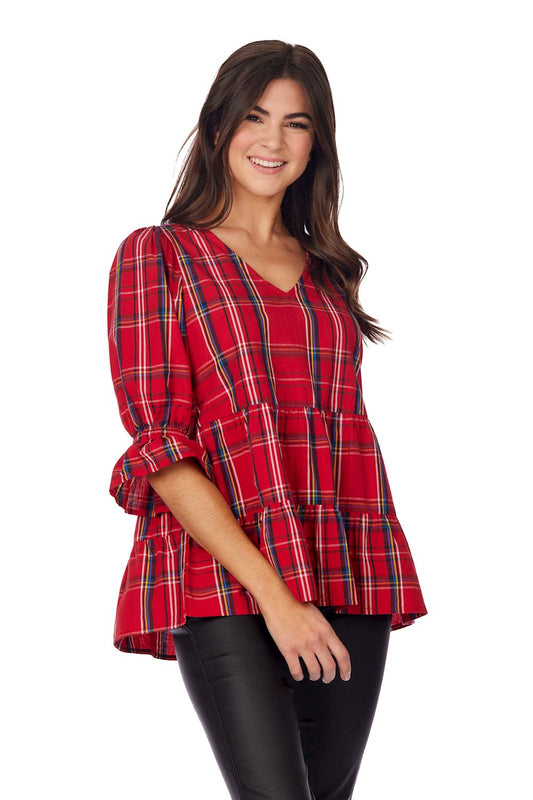 Red Ashford Plaid Top