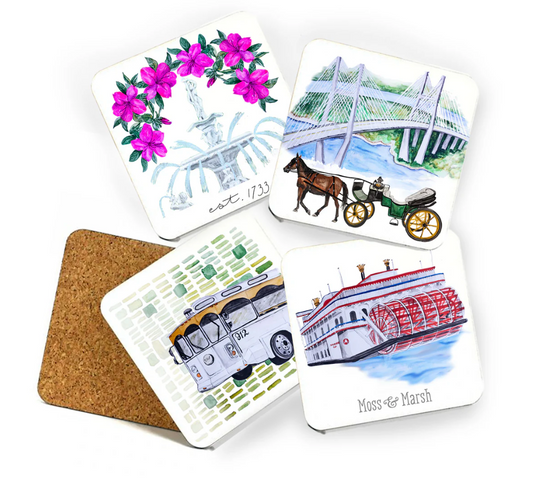 Savannah Watercolor Coasters Set