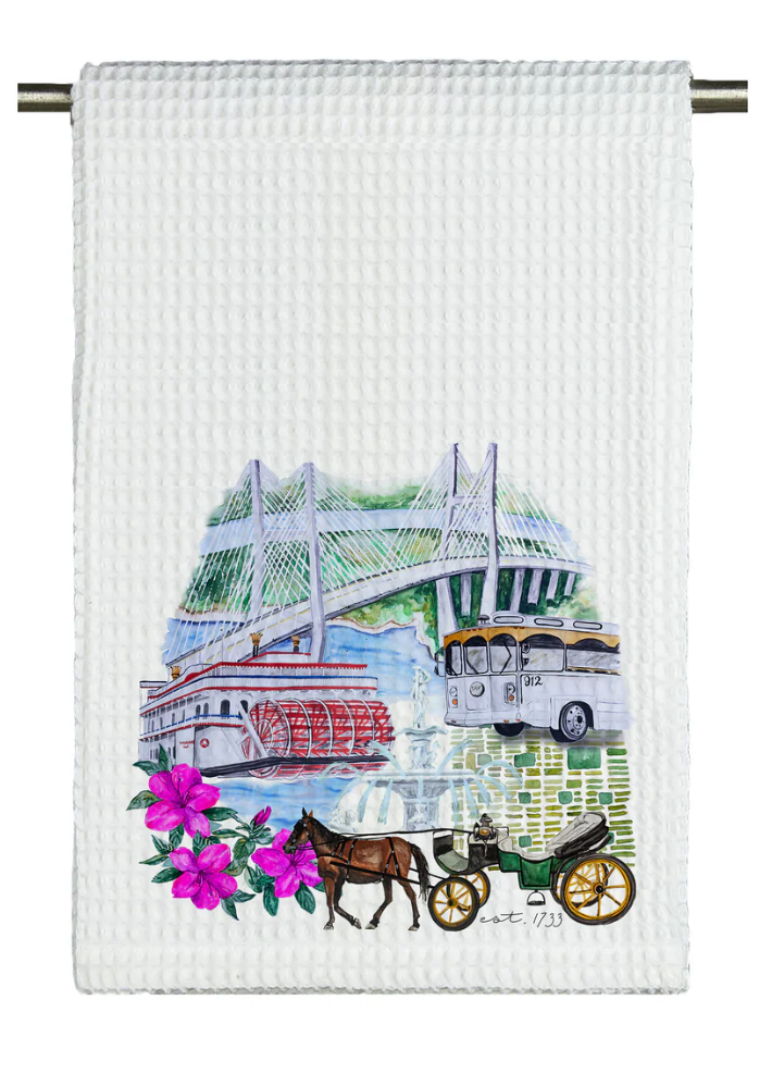 Savannah Watercolor Microfiber Tea Towel