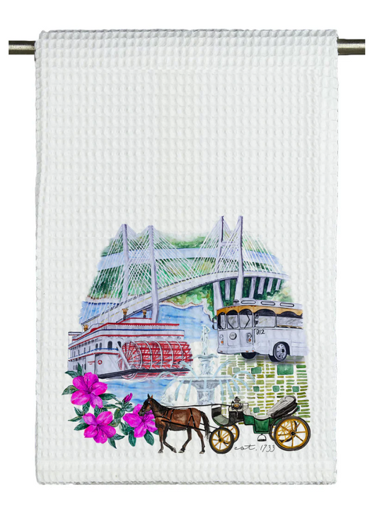 Savannah Watercolor Microfiber Tea Towel