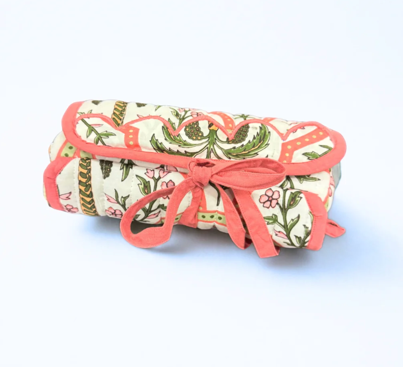 Palma Rosa | Quilted Jewelry Roll