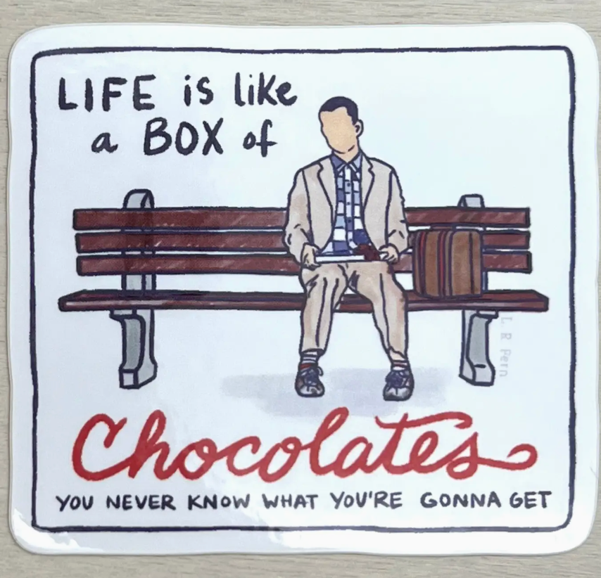Forrest Gump Bench + Quote Sticker