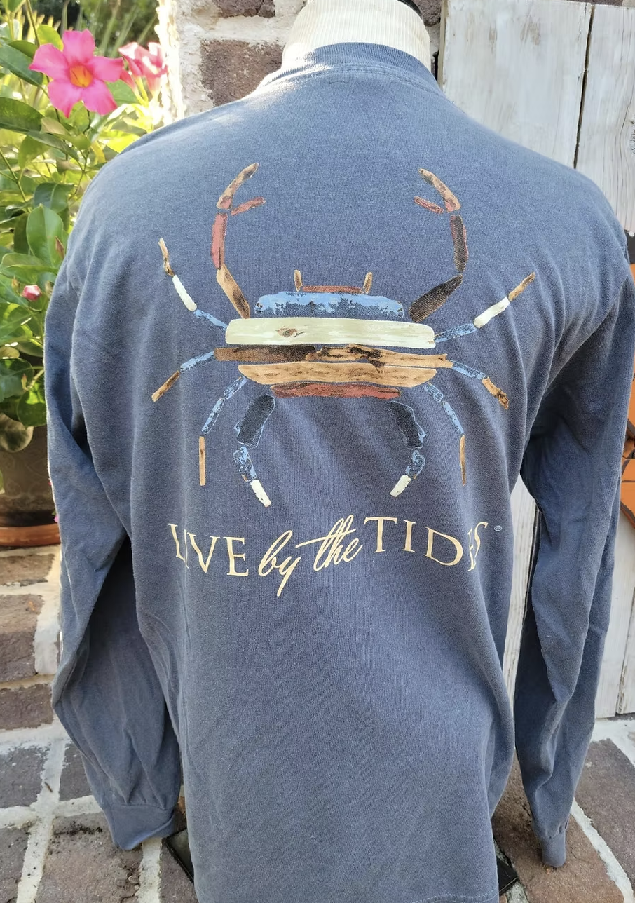 Live By The Tides Crab Long Sleeve Shirt