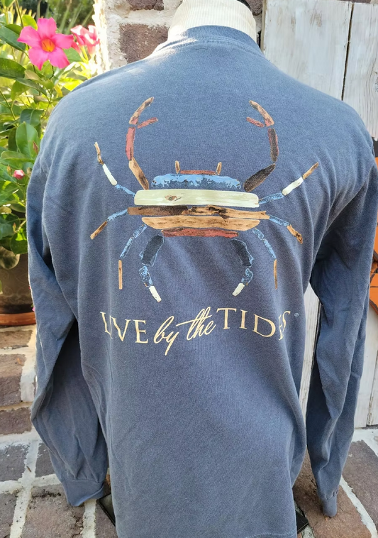 Live By The Tides Crab Long Sleeve Shirt