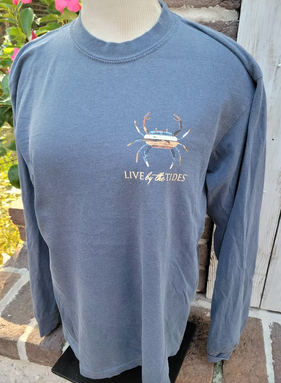 Live By The Tides Crab Long Sleeve Shirt