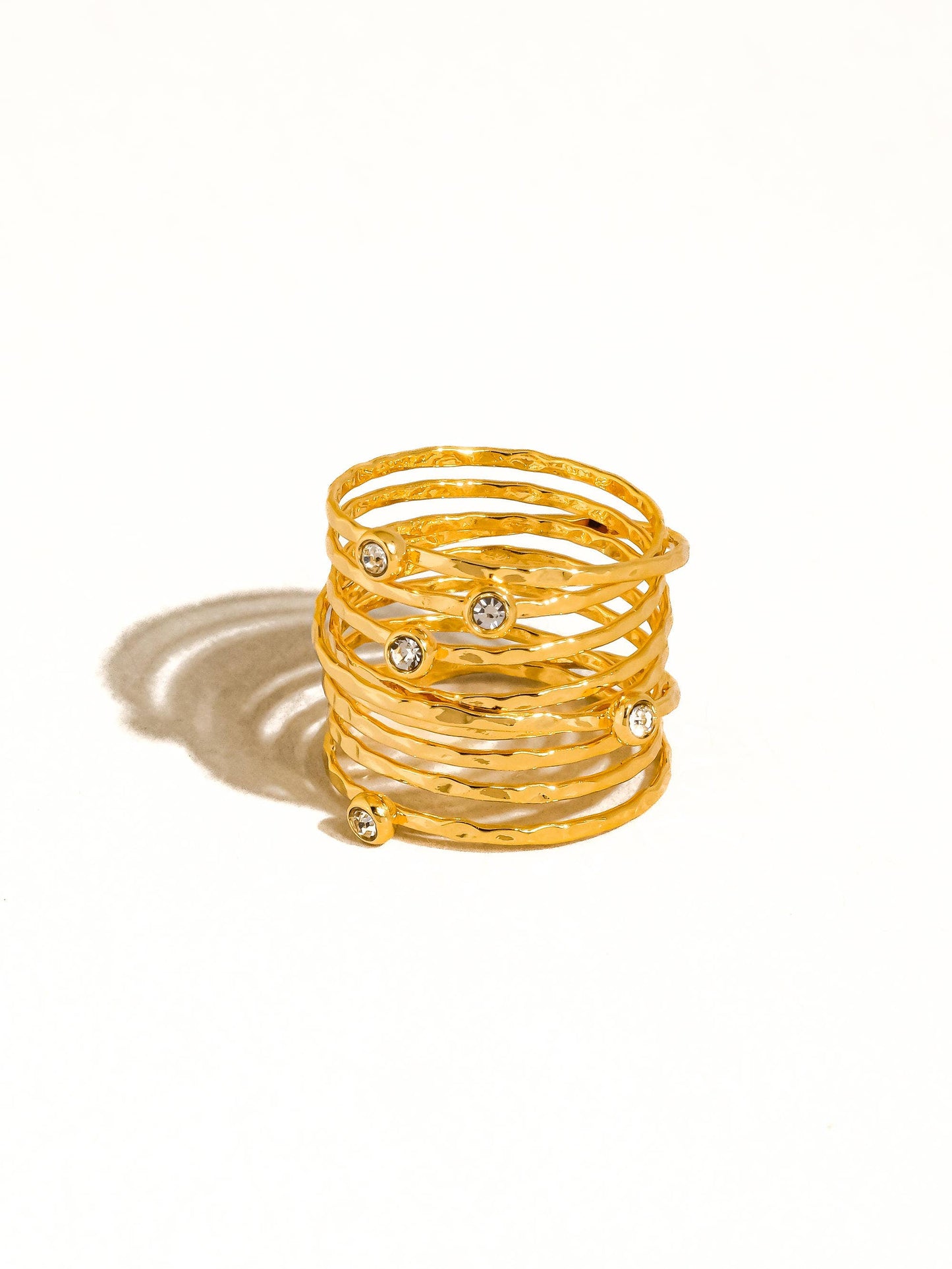 18K Gold Vintage Multi-Band Pearl/CZ Ring Mireth