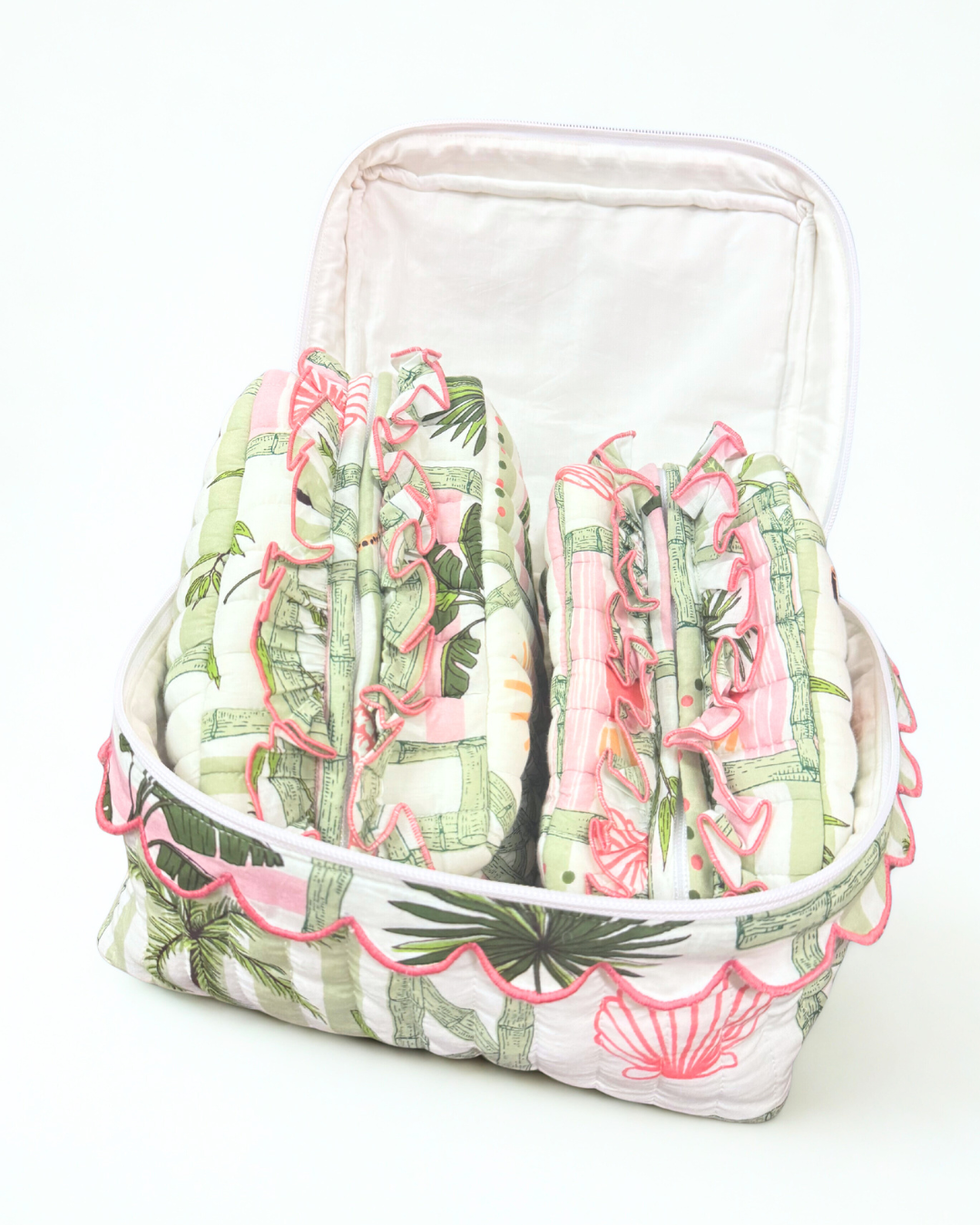 Resort Travel Palm Postal Luxe | Quilted Cosmetic Set