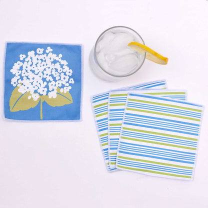 HYDRANGEA Reusable Cocktail Napkins, Set of 8