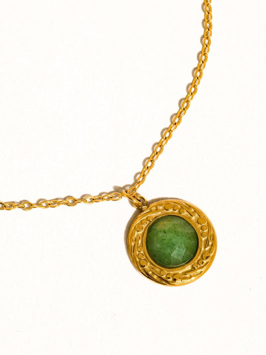 Enric 18K Gold Non-Tarnish Natural Stone Necklace