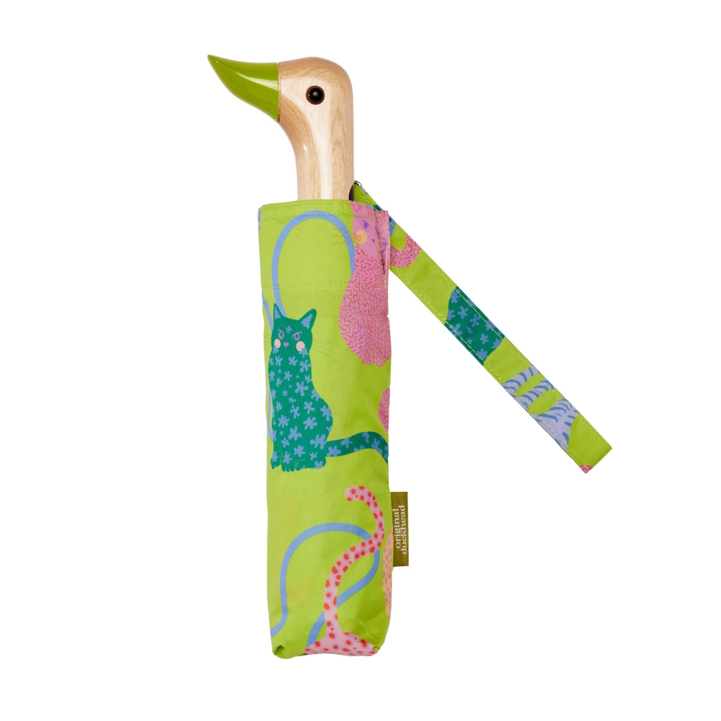 Lime Arty Cats Eco-Friendly Duck Umbrella