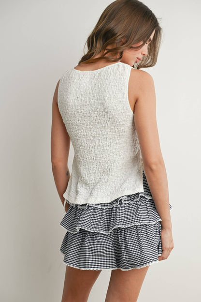 Ivory Texture Side Tie Top