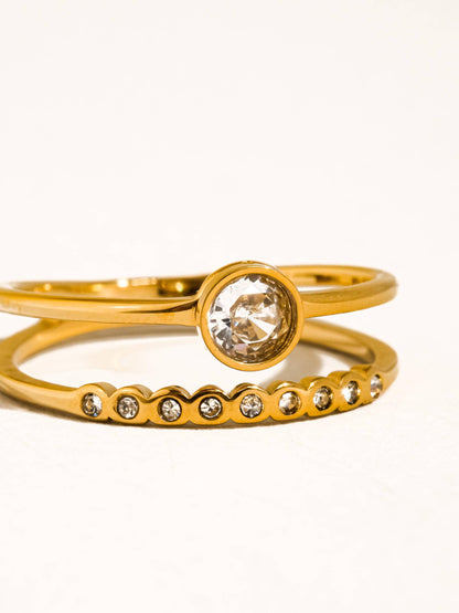 Roséa 18K Gold Non-Tarnish Stack Stone Ring
