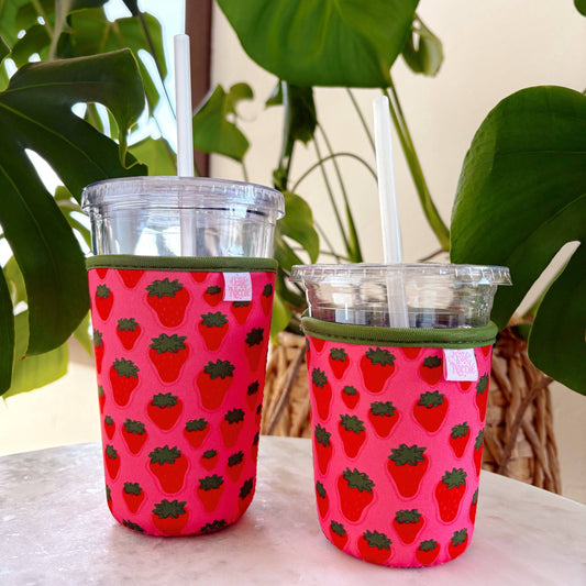 Coffee Cup Cover - Strawberry Field - Iced Drink Sleeve