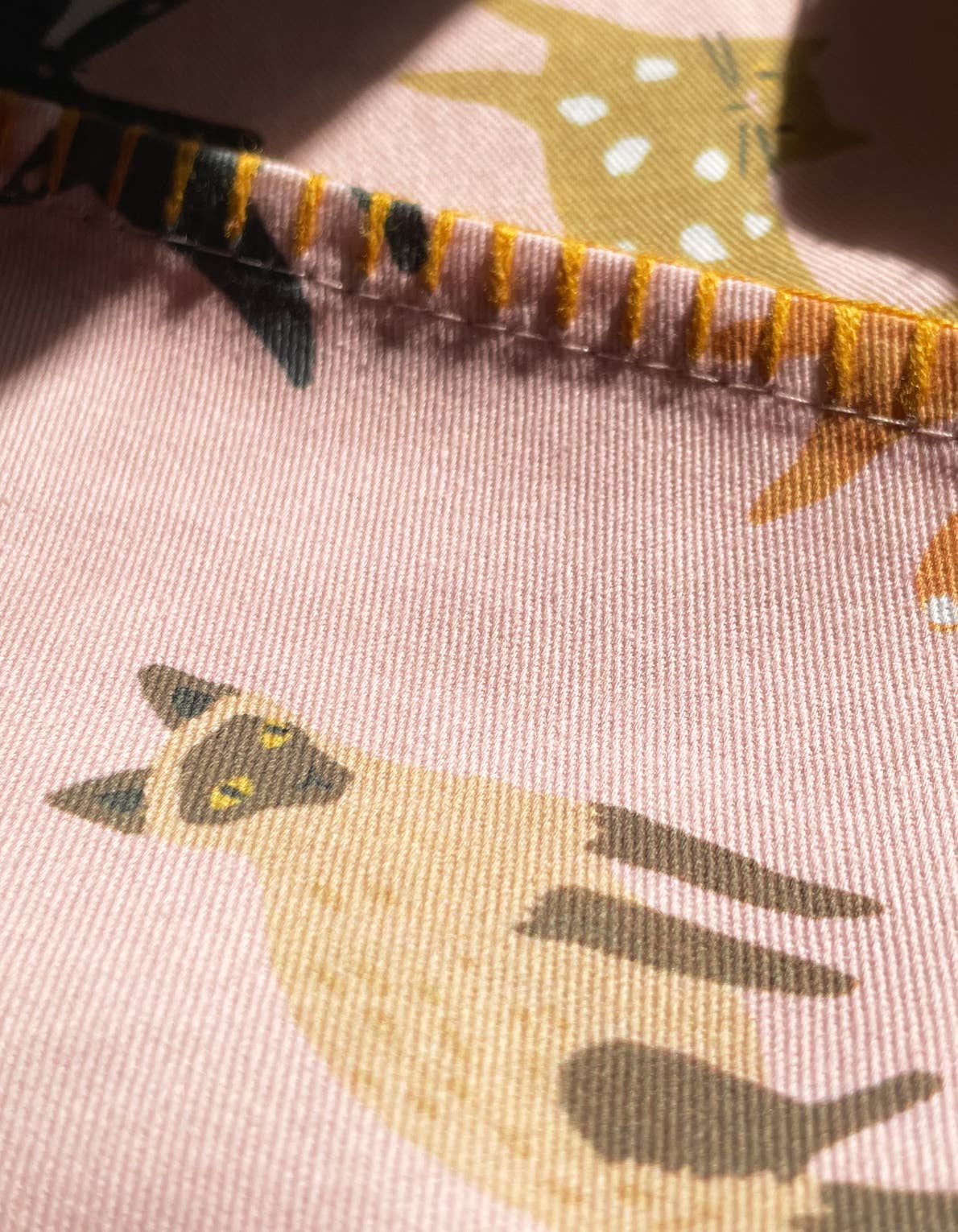 Cotton Tea Towel with Embroidered Detail | Cats