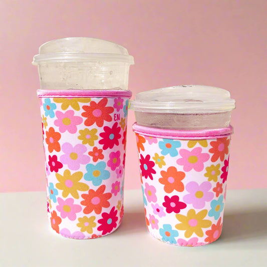 Cutie Cup Cover - Retro Florals - Iced Drink Sleeve