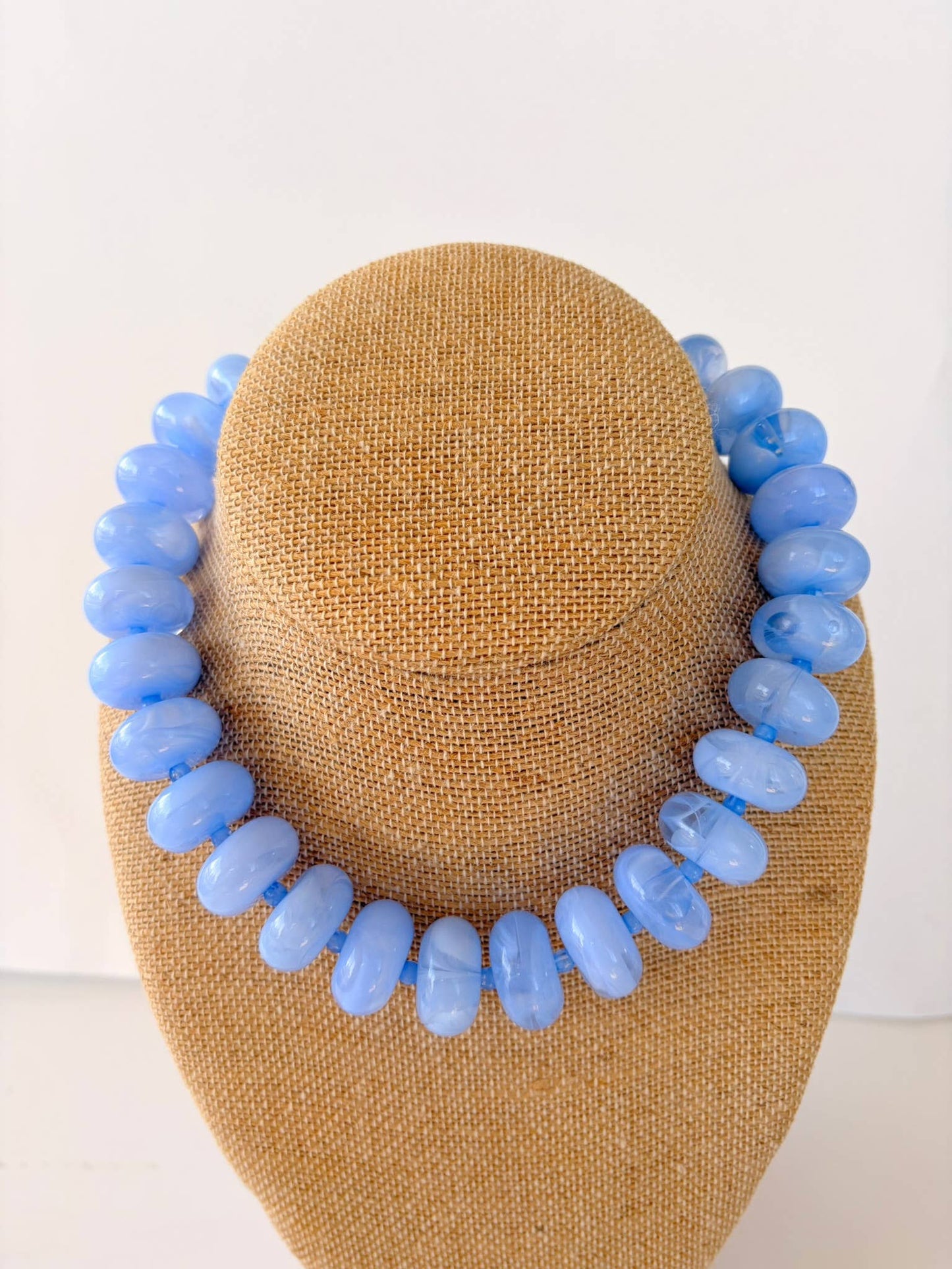 The Rory — Light Blue Large Rondelle Beaded Necklace