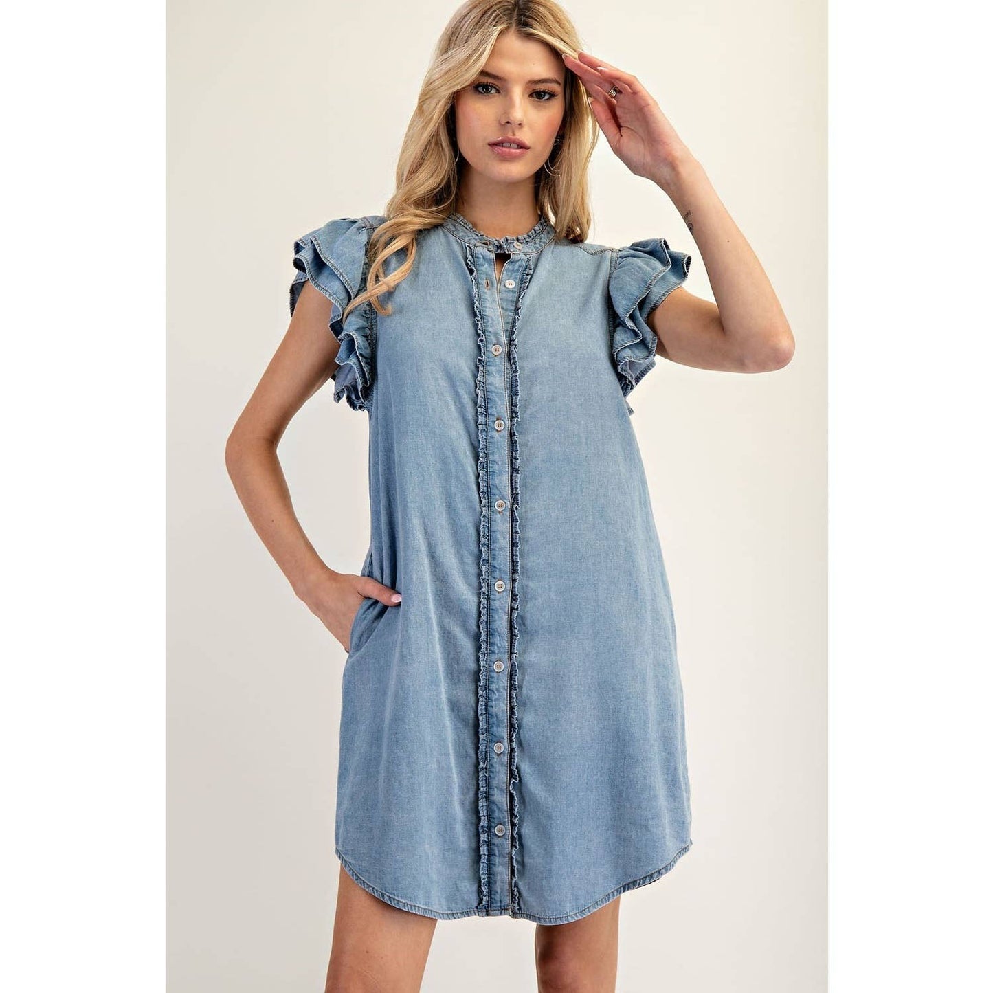 Ruffle Sleeve Mini Dress