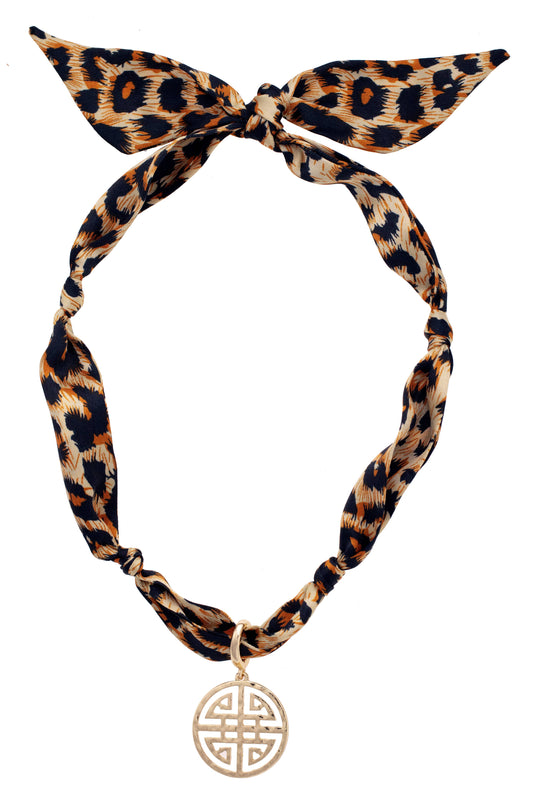 Leo Greek Keys Scarf Necklace