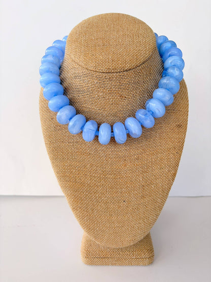 The Rory — Light Blue Large Rondelle Beaded Necklace