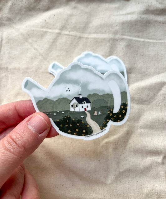 Teapot Cottage Sticker