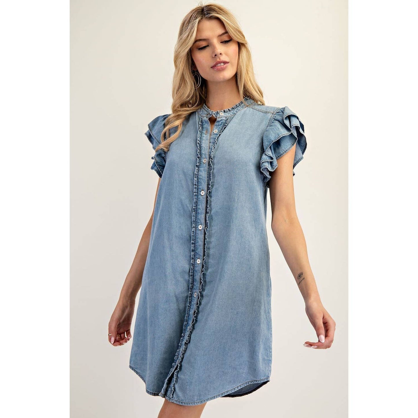 Ruffle Sleeve Mini Dress