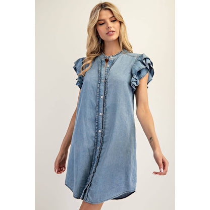 Ruffle Sleeve Mini Dress
