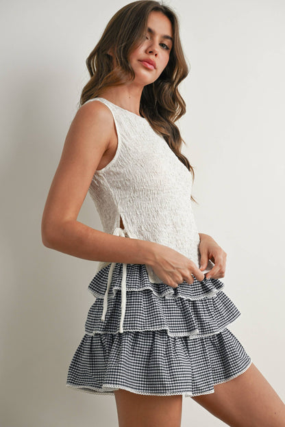 Ivory Texture Side Tie Top