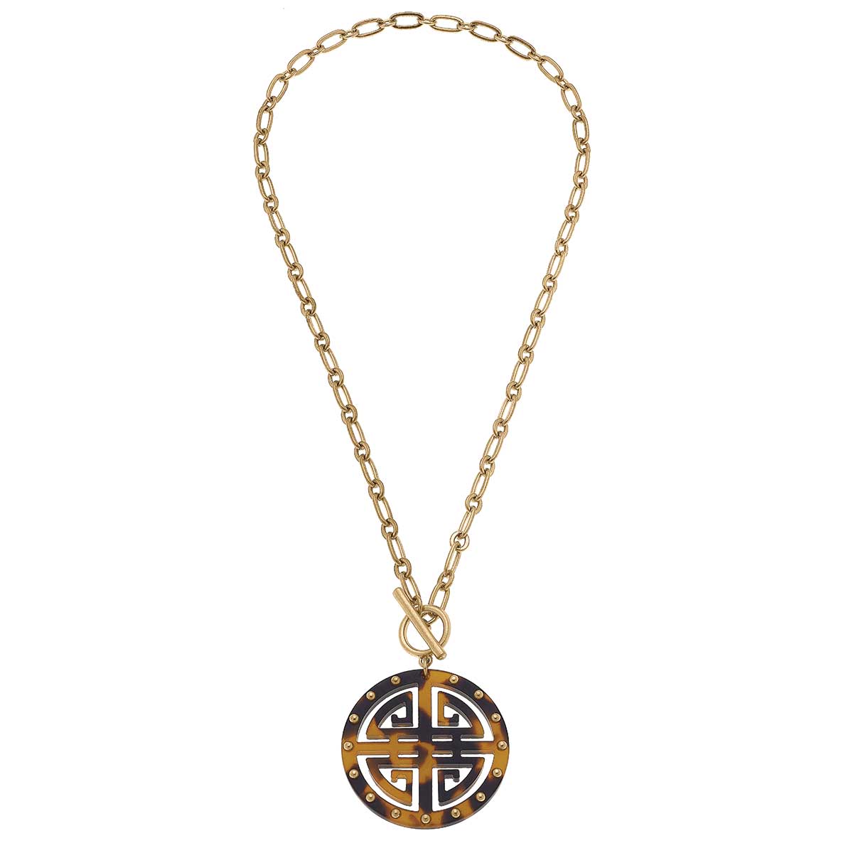 Tara Greek Keys Resin Pendant Necklace