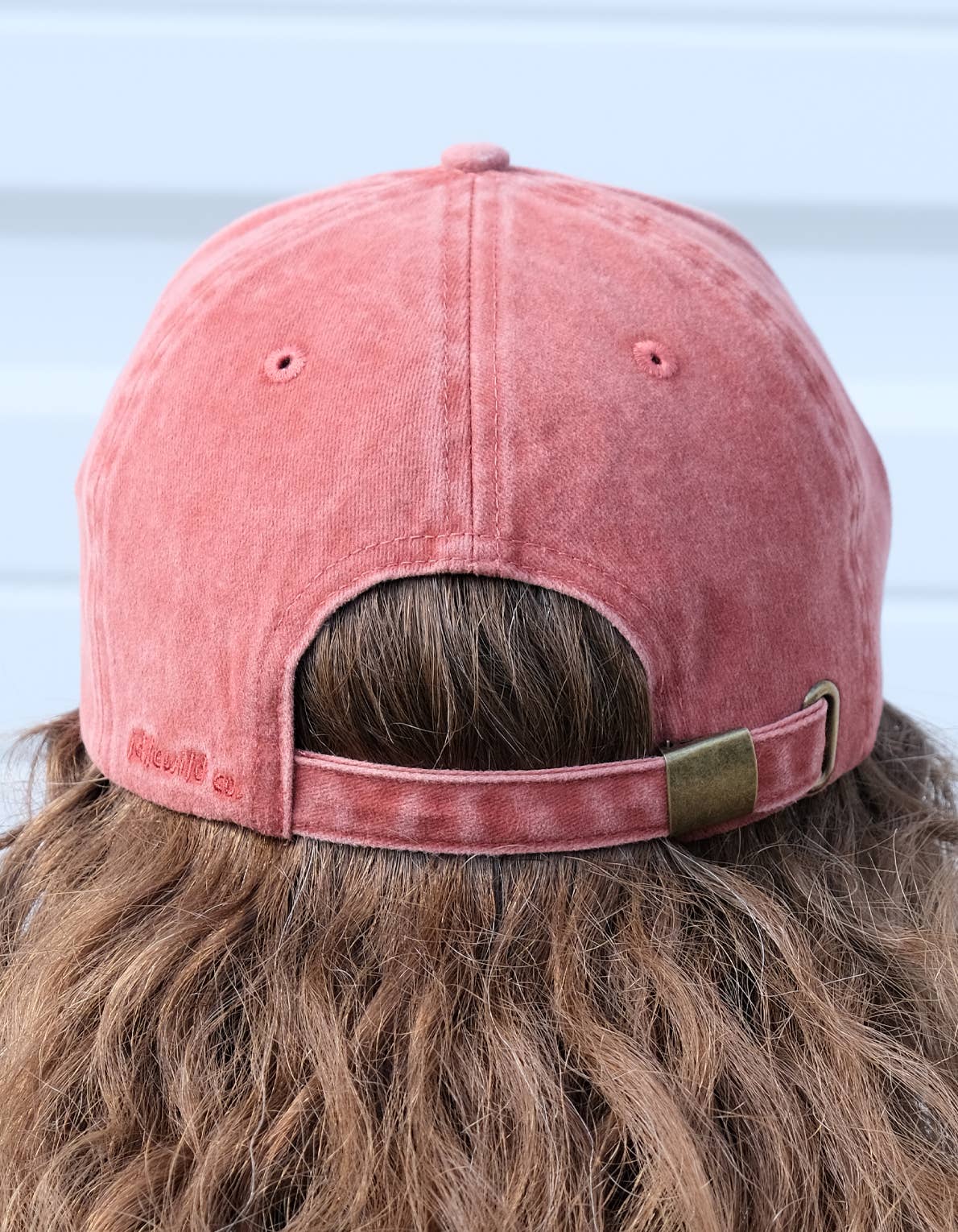 Shrimp Embroidered Hat, Washed Brick Color