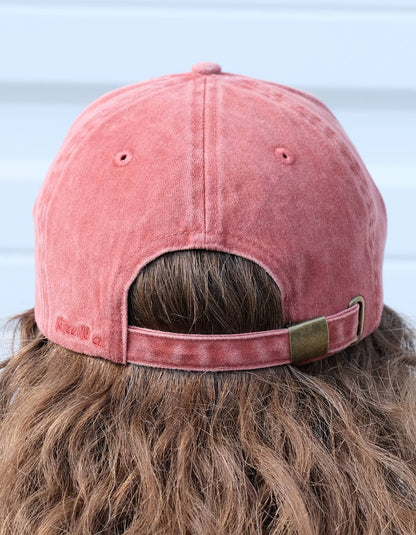 Shrimp Embroidered Hat, Washed Brick Color