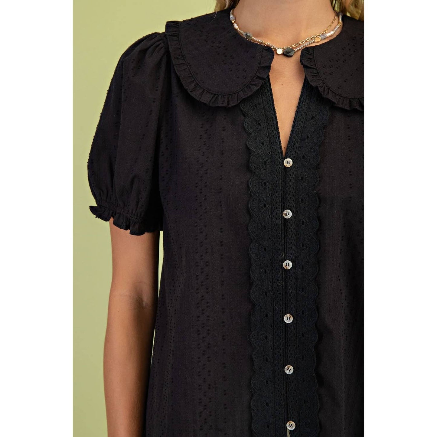 Peter Pan Collar Puff Sleeve Blouse