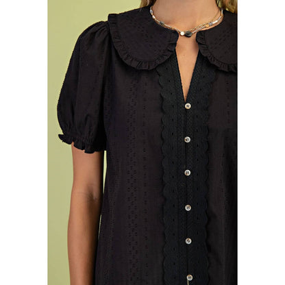 Peter Pan Collar Puff Sleeve Blouse