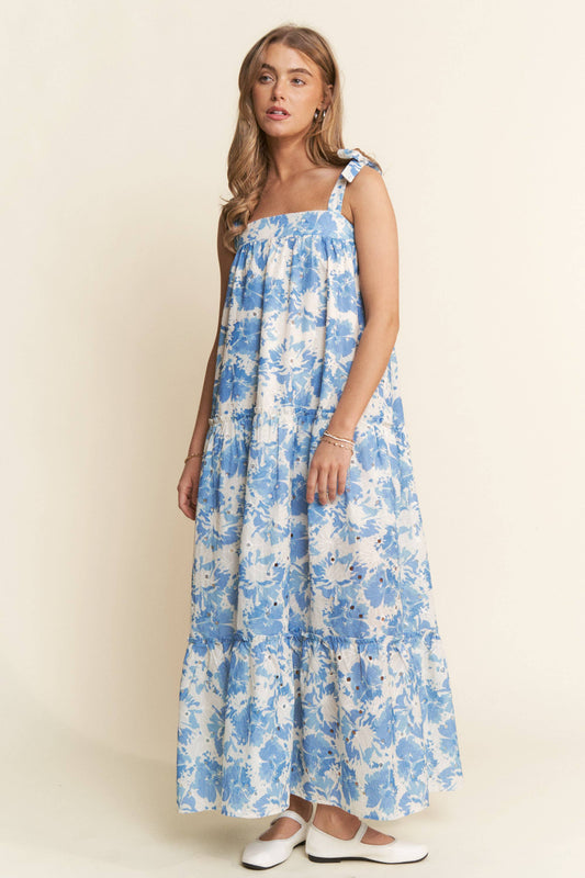 Floral Bandeau Maxi Dress With Tie Straps
