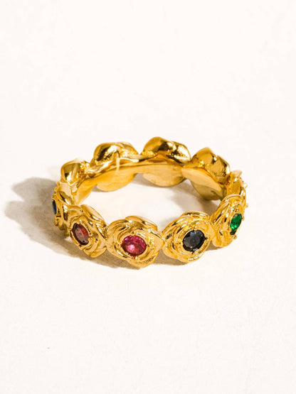Frances 18K Gold Non-Tarnish Multi Stone Vintage Ring