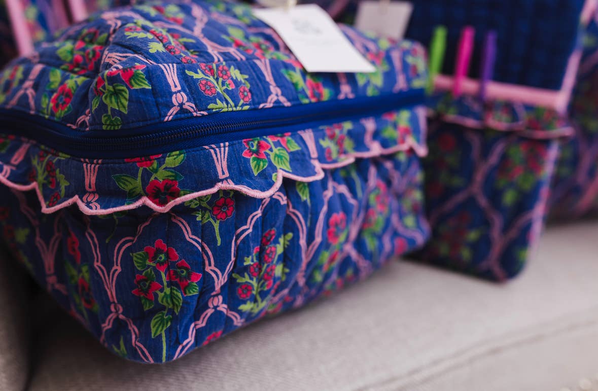 Midnight Luxe | Quilted Ruffle Cosmetic Bags