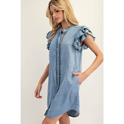 Ruffle Sleeve Mini Dress