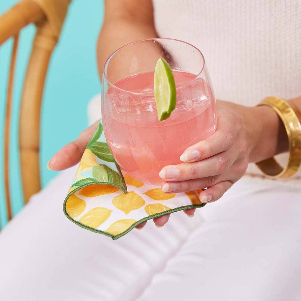 LEMON BLOSSOMS Reusable Eco Cocktail Napkins, set of 8